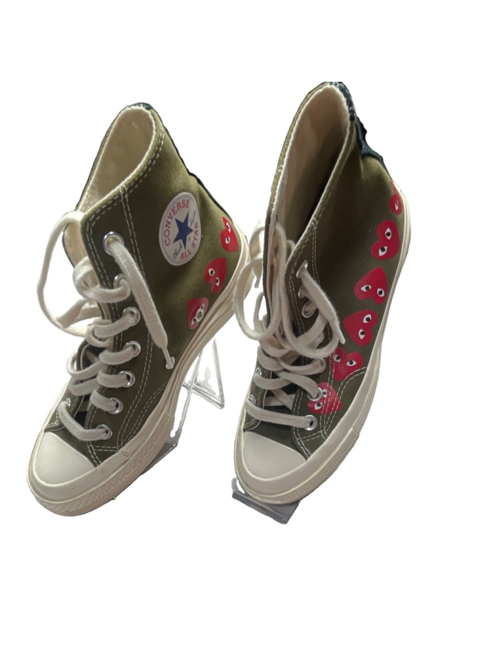 Converse Comme des Garcons PLAY Chuck Taylor All Star High Top Olive Green/ A604 - Picture 3 of 9